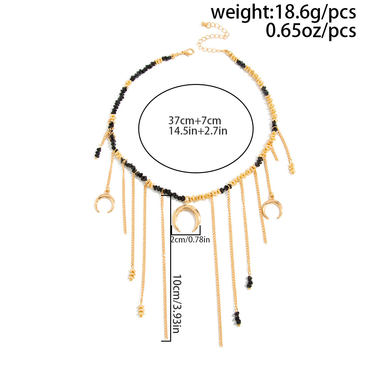 Crescent Bead Fringe Collarbone Necklace