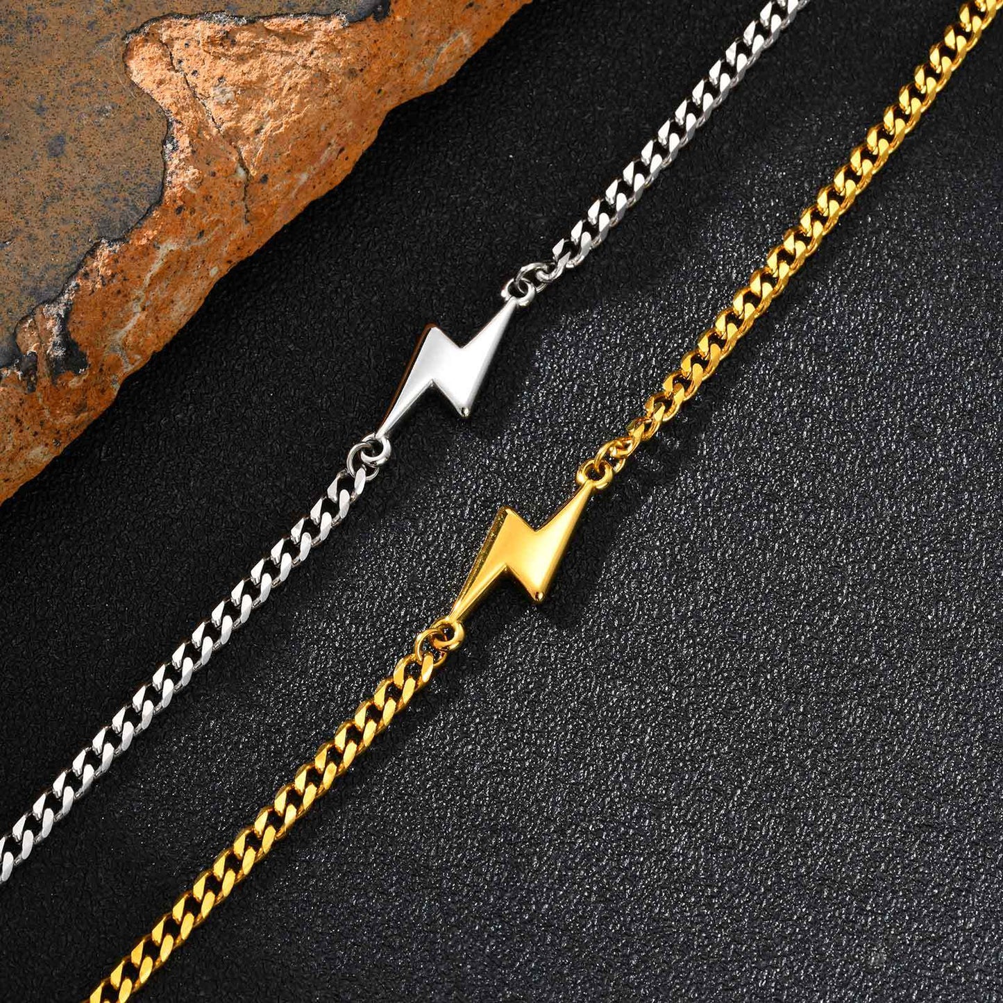 Planderful Stainless Steel Lightning Bracelet For Men Custom