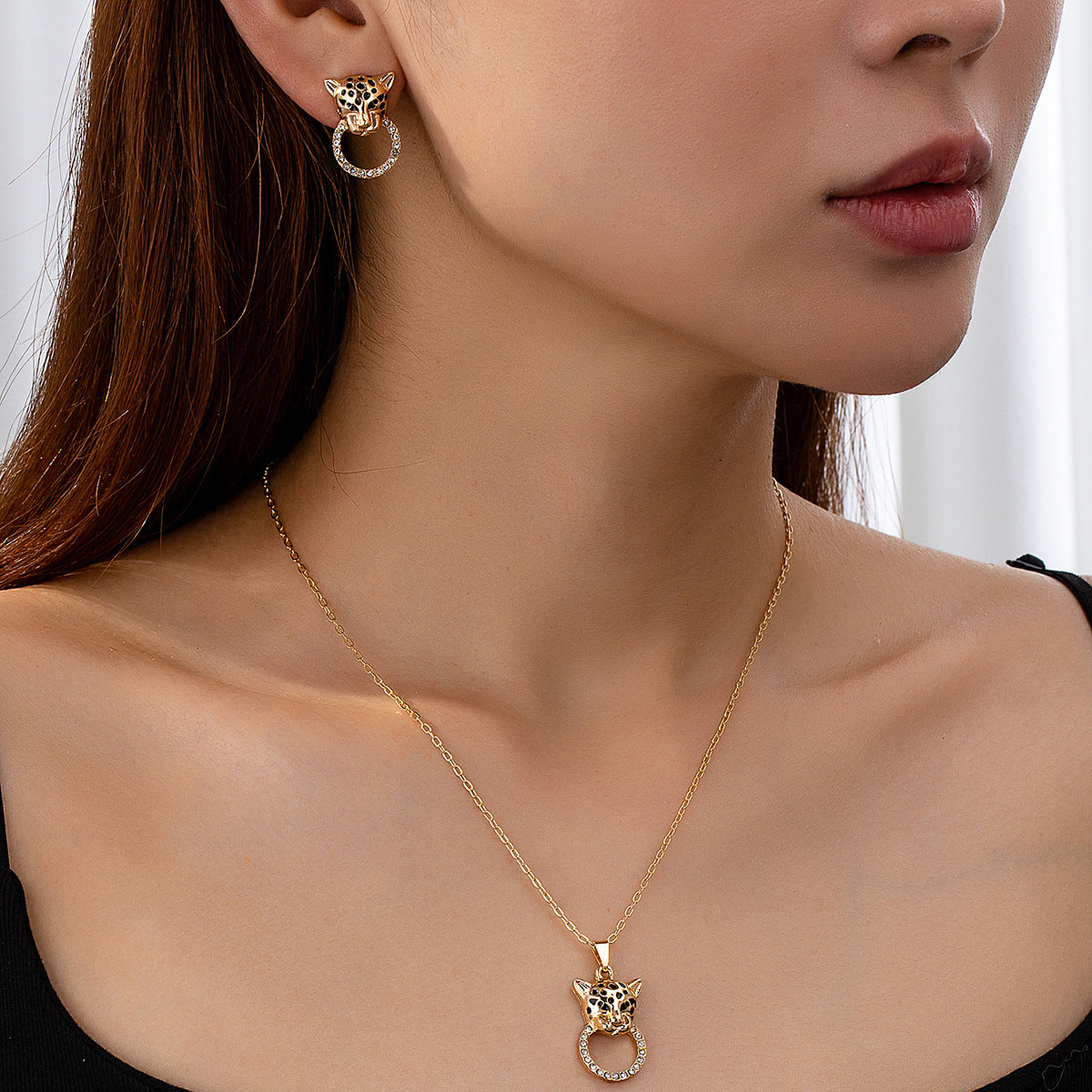 Planderful Retro Leopard Head Jewelry Set for Fashion Lovers