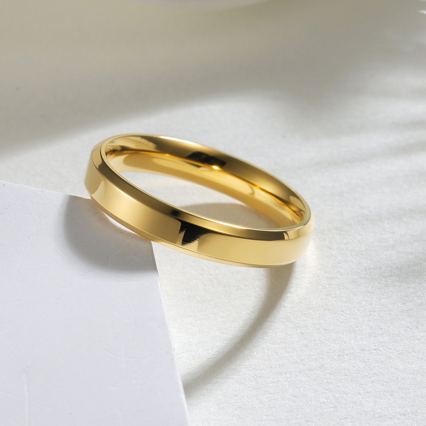 Planderful Everyday Genie Titanium Steel Ring Unisex 4mm 6mm 8mm Glossy Double Beveled Finish