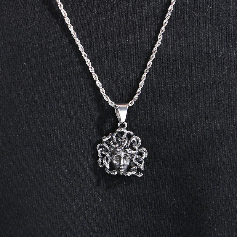 Planderful Snake Woman Pendant for Men Stainless Steel