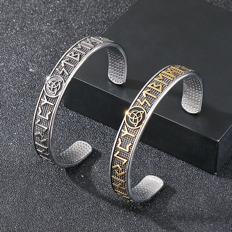 Planderful Viking Odin Rune CShaped Stainless Mens Bracelet