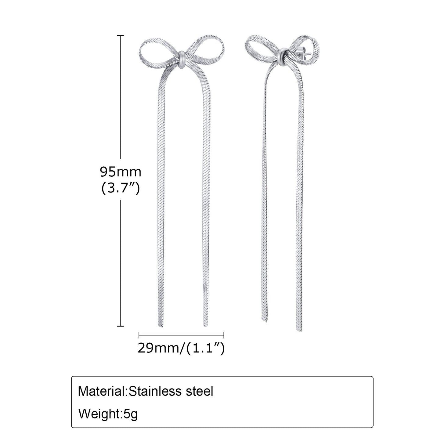 Earrings French Fashion Fringed Earrings Stainless Steel Bow