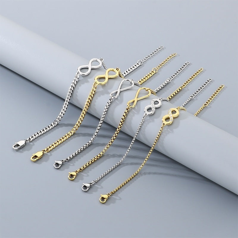 Minimalist Infinity Symbol Bracelet Unisex Commuter Design Sense 8 Characters Adjustable