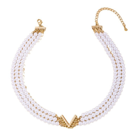 Fashion Statement: Verve Vienna V-Neck Pearl Necklace - Trendy Wholesale Jewelry