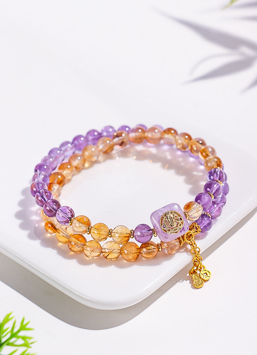 Planderful Fortune's Favor Bracelet – Elegant Amethyst Double Circle Design