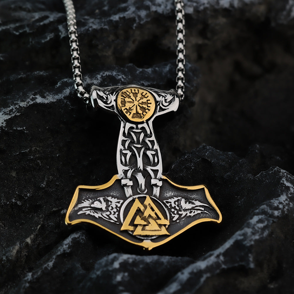 European And American Jewelry Wholesale Titanium Steel Pendant Necklace Hollow Viking Celtic Knot Hip Hop Style For Men