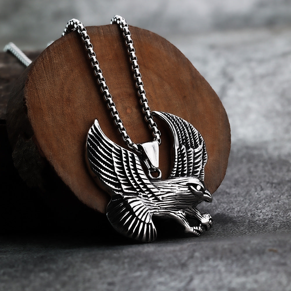 Vintage Eagle Wing Stainless Steel Pendant Necklace