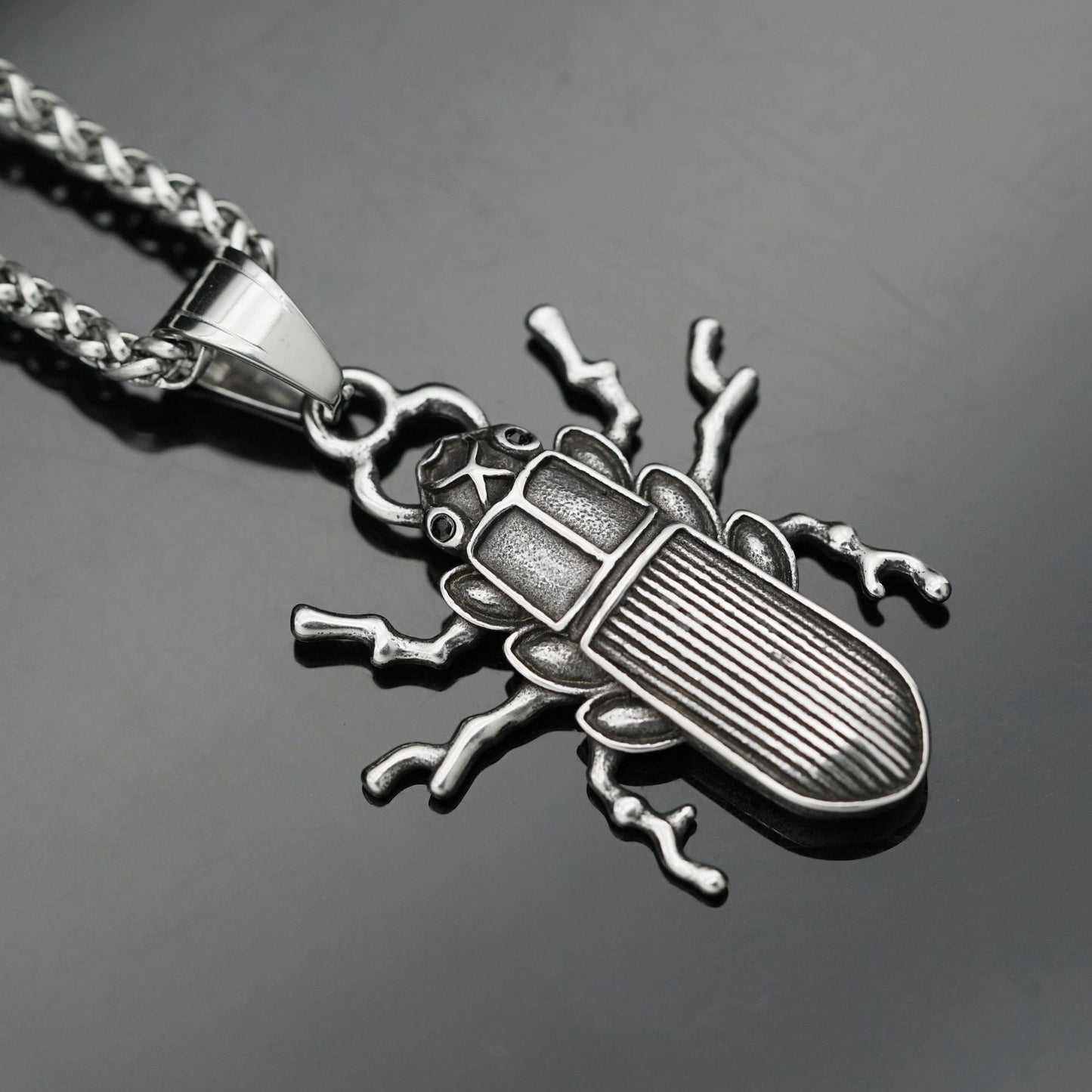 Steel Necklace – Vintage Punk Beetle Pendant