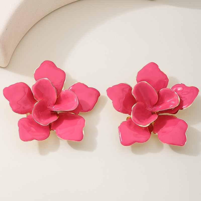 Planderful Vienna Verve Earrings – Exaggerated Multi-Layer Flower Design