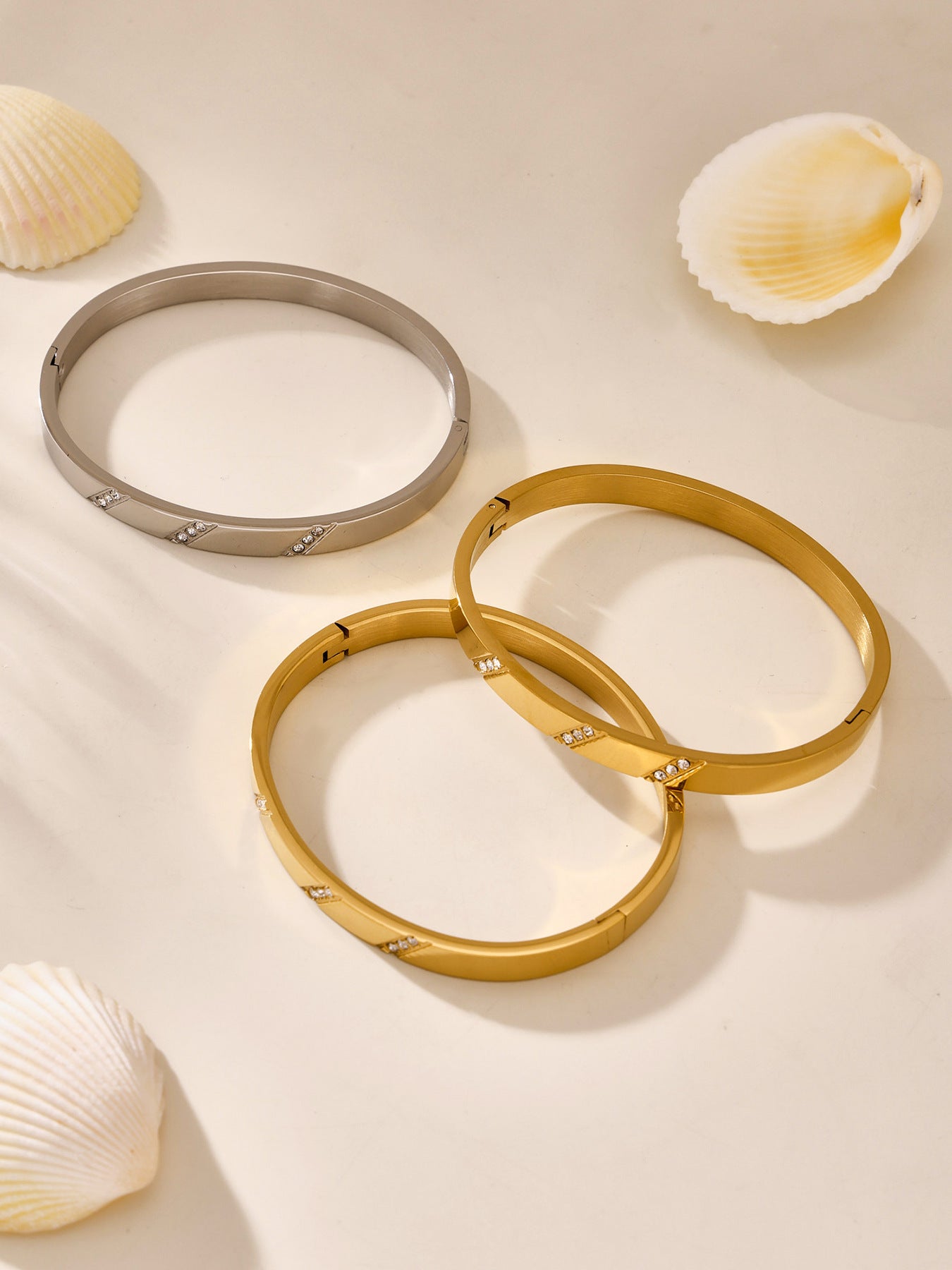 Planderful Women Stainless Steel Geometric Zircon Bracelet