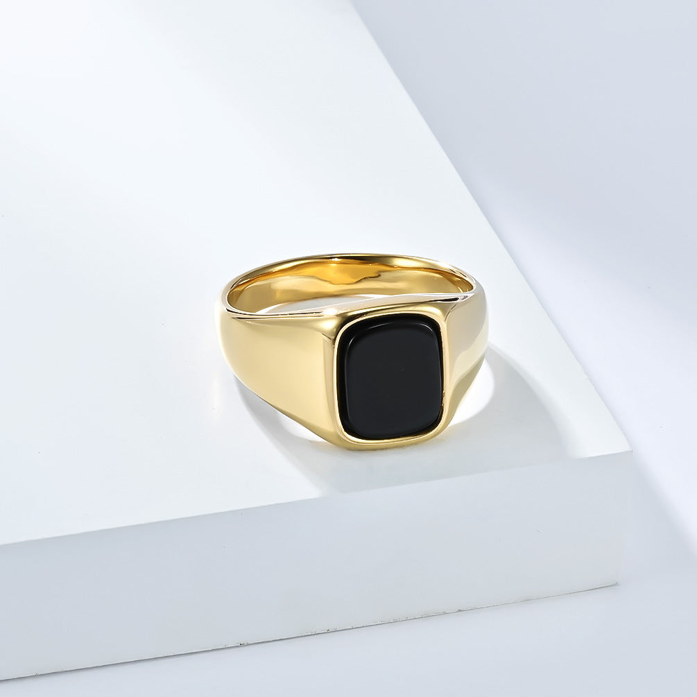 Planderful Tiger's Eye Ring Titanium Steel Inlaid Unisex Modern Gem Ring For Men And Women