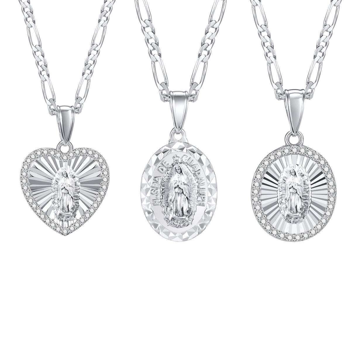 Copper Chain Zircon Oval Heart Necklace Imitation White Gold Women's Pendant