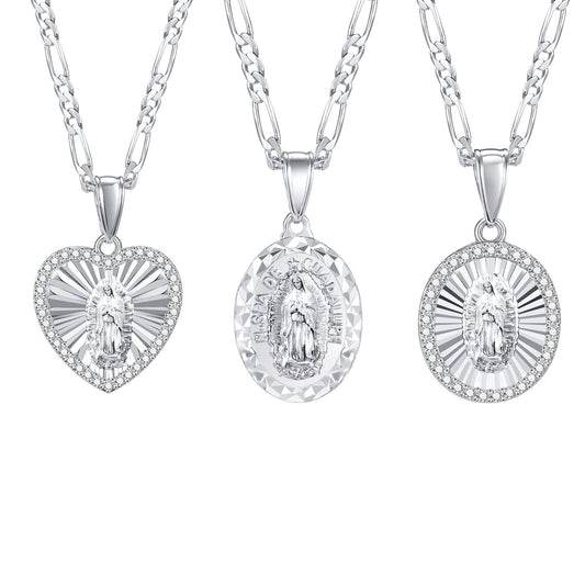 Copper Chain Zircon Oval Heart Necklace Imitation White Gold Women's Pendant