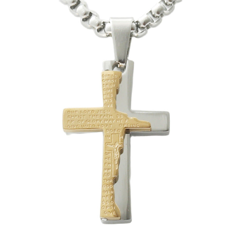 Stylish Personalized Titanium Steel Cross Pendant Necklace for Men