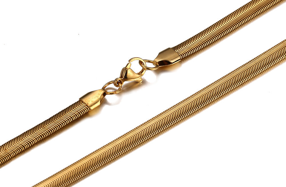 Titanium Steel Men's Necklace with Electroplated Gold Chain