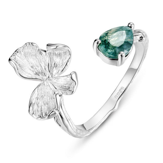 Planderful Jewelry Agate Ring Sterling Silver Butterfly