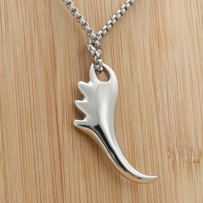 Titanium Steel Punk Fangs Pendant Necklace for Men - Retro Domineering Style by Planderful