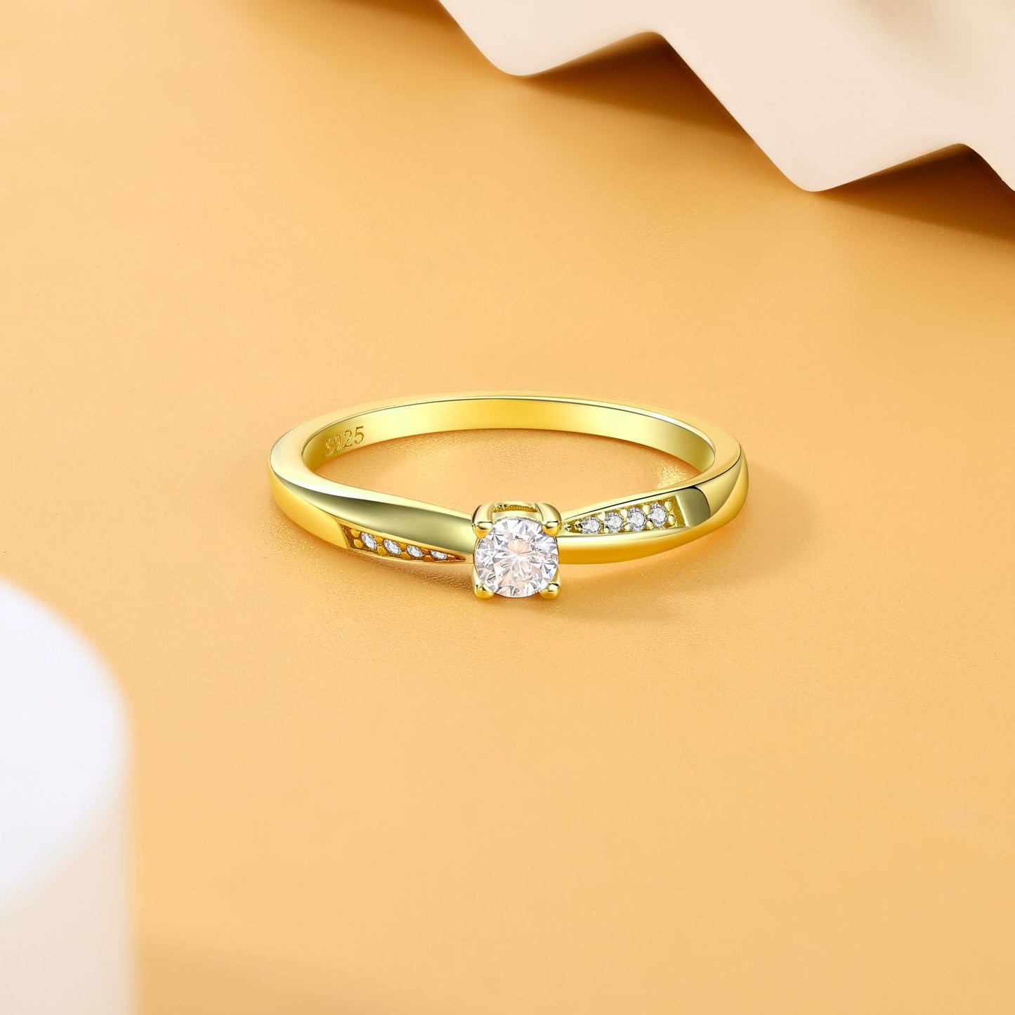 Planderful Zircon Ring For Women Gold Plated Sterling Silver Light Luxury Jewelry Wedding Style