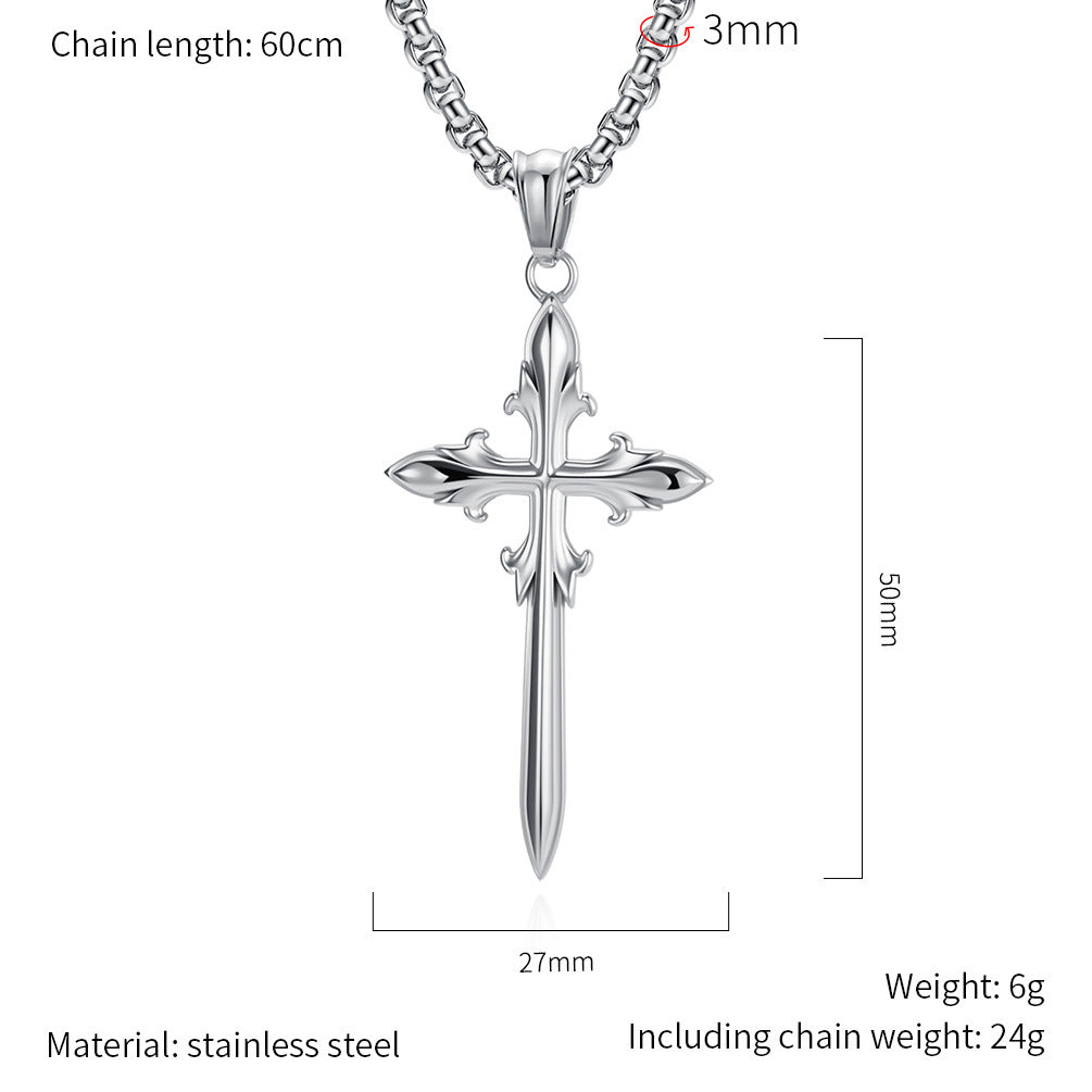 Planderful Gothic Cross Pendant Necklace Titanium Steel Durable Everyday Genie Collection For Streetwear Fans