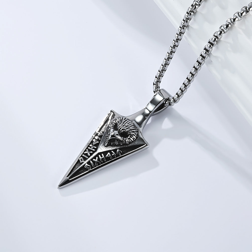 Planderful Viking Rune Raven Necklace for Men Titanium Steel Pendant Nordic Heritage Jewelry