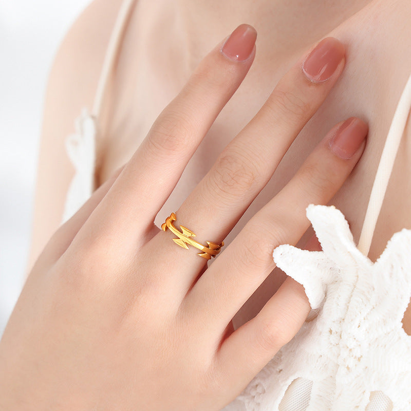 Medieval Elegance Titanium Steel Bow Ring - Women's Jewelry