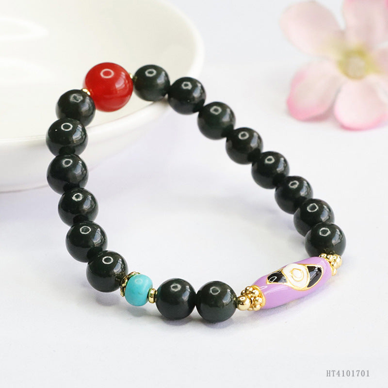 Taqing Hetian Jade & Red Agate Bracelet