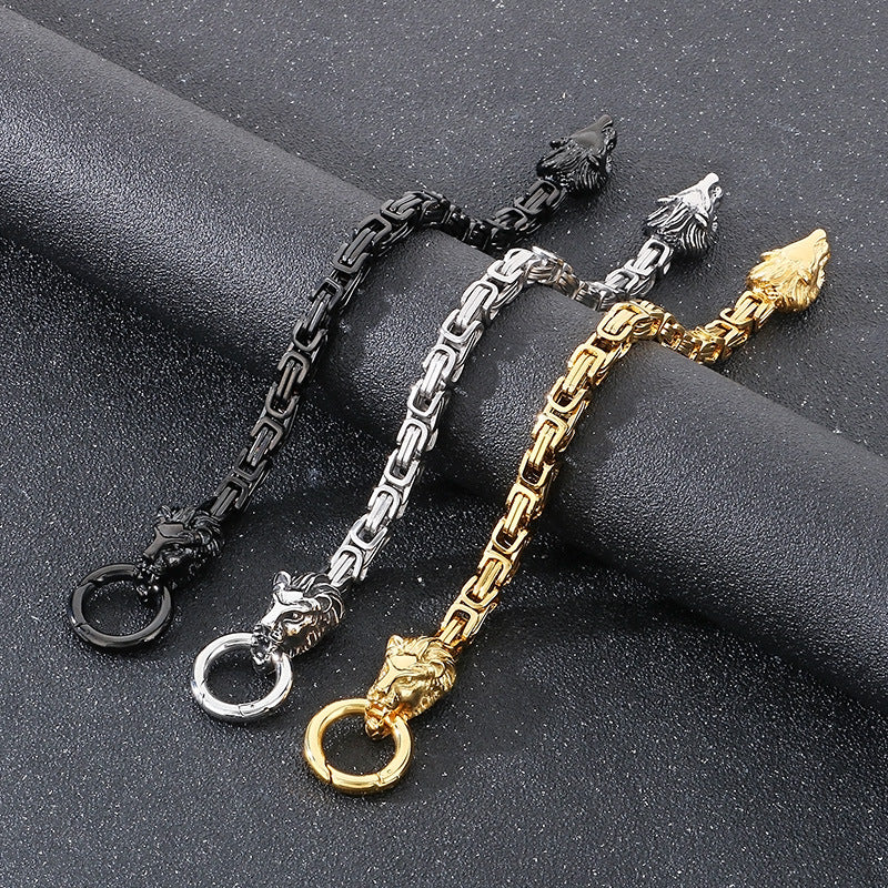Planderful Lion Head Titanium Hip Hop Chain Bracelet For Men