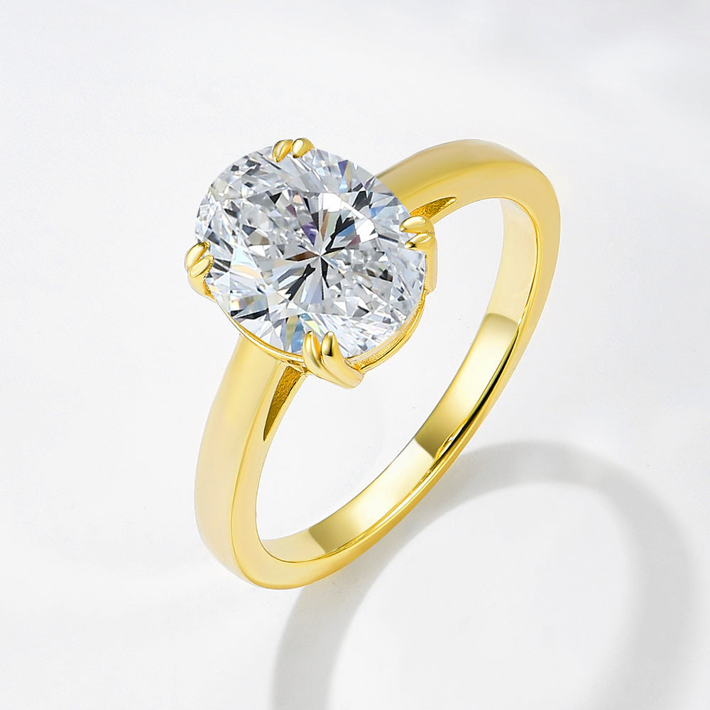 Super Flash 5a Oval Zircon Ring S925 Sterling Silver Design Wedding Ring Jewelry