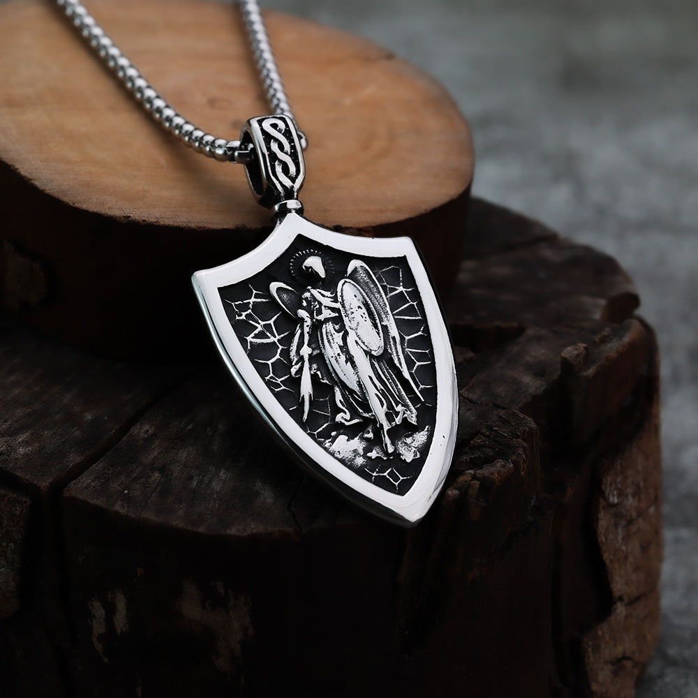 Cross-Border Archangel Stainless Steel Retro Necklace for Men