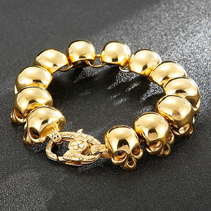 Planderful Titanium Steel Skull Bracelet For Men Trendy