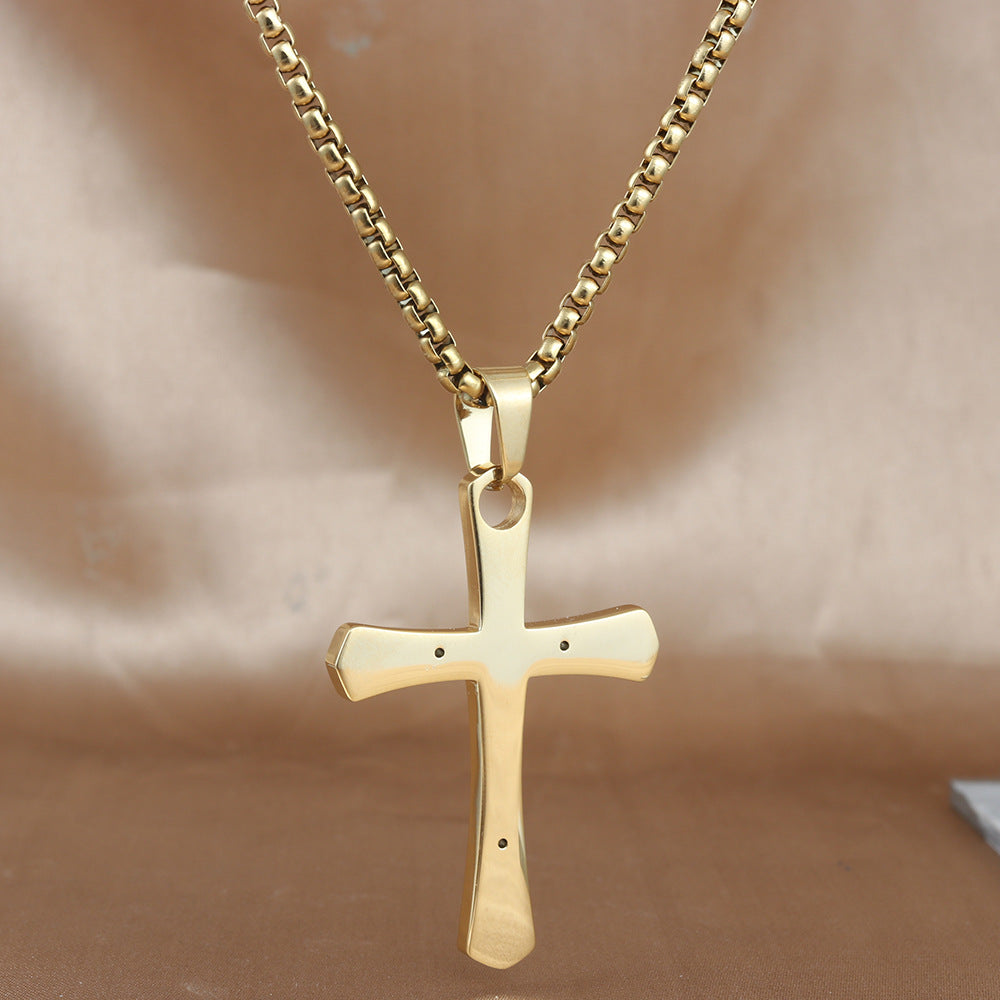 European And American Stainless Steel Cross Pendant Necklace