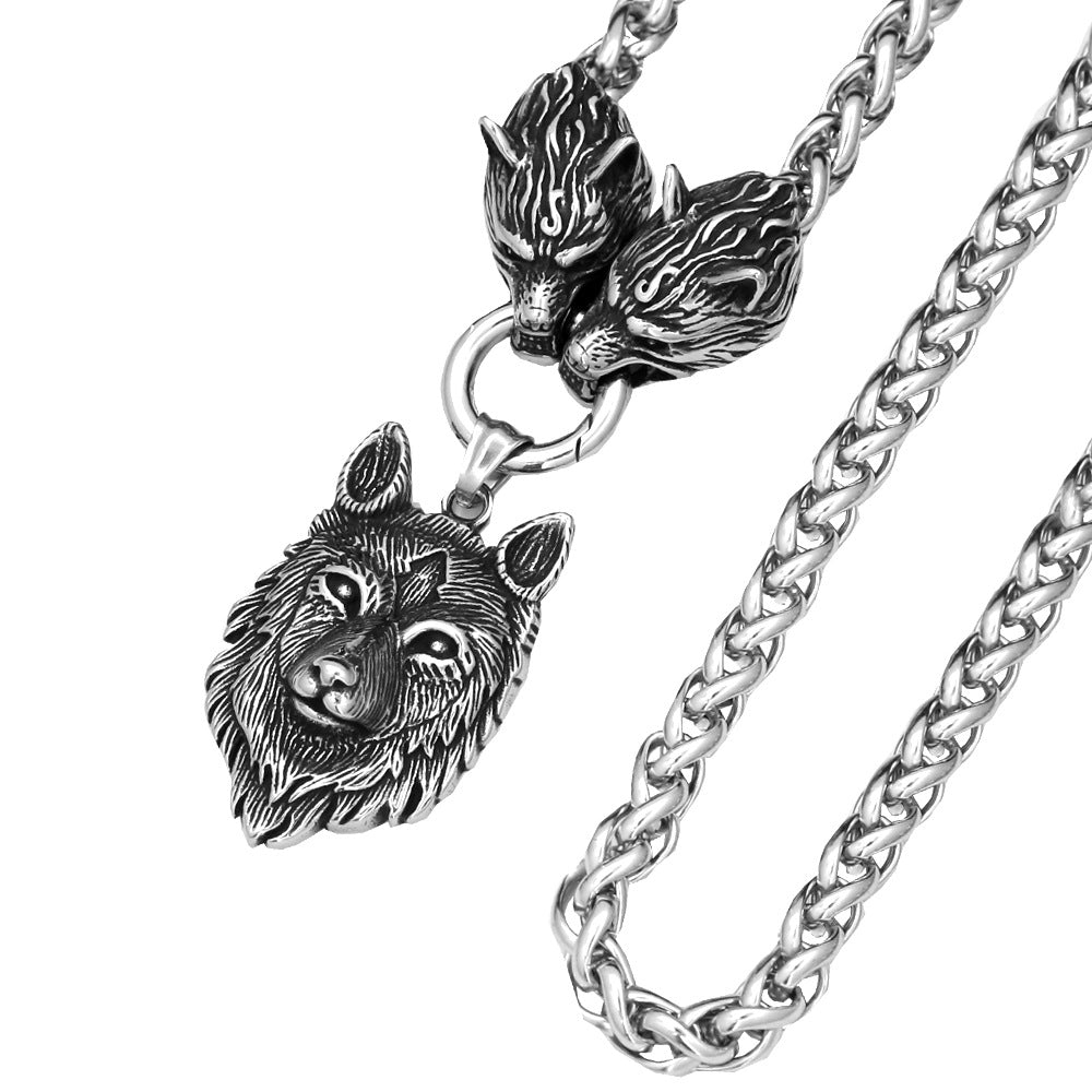 Viking Wolf Stainless Steel Men's Necklace