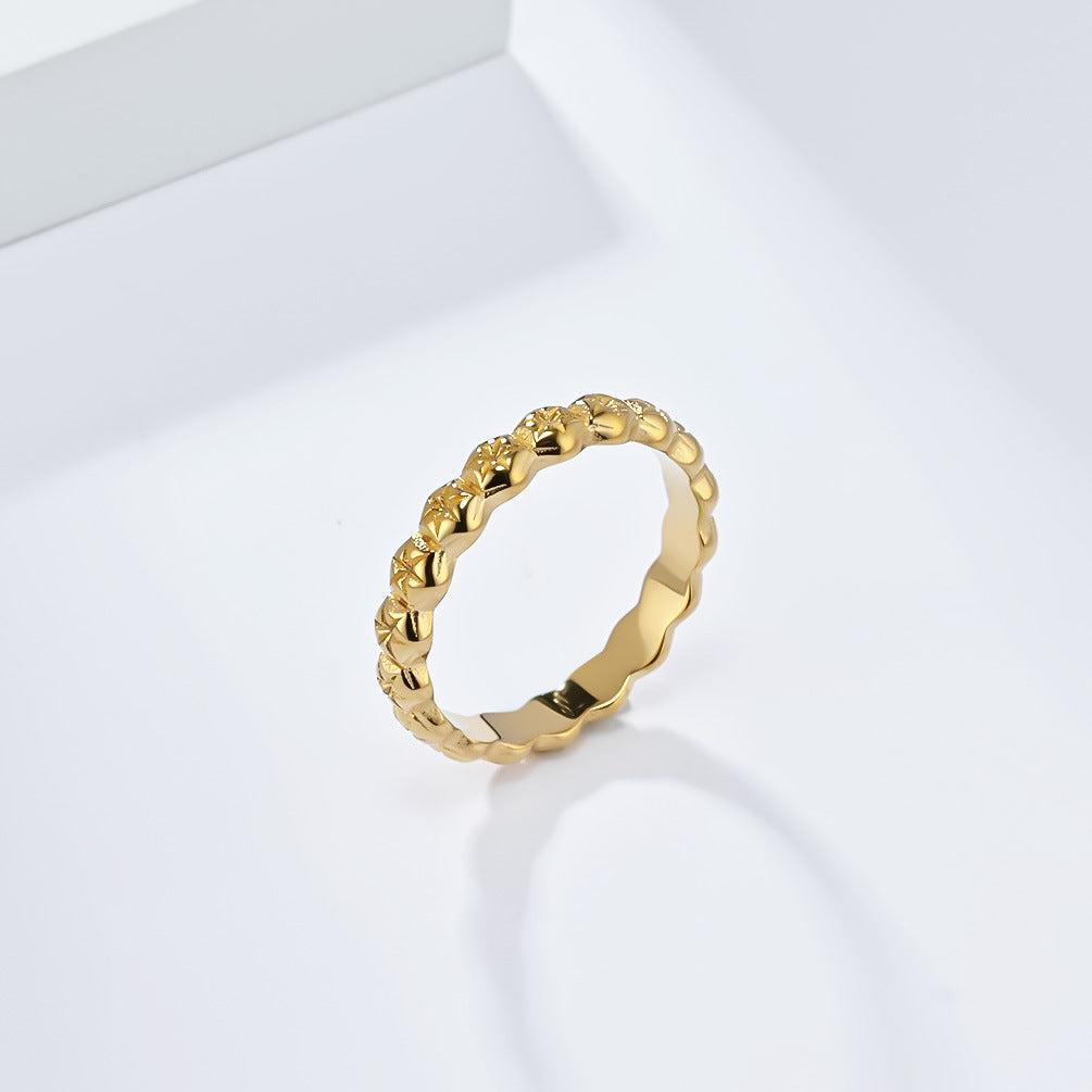 Planderful Gold Plated Titanium Steel Ring For Women Everyday Genie Elegant Daily Wear Jewelry