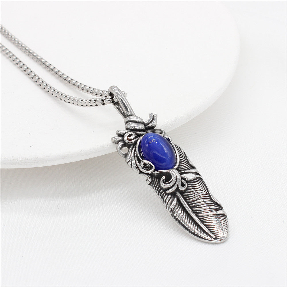 Planderful Feather Pendant Titanium Steel For Men And Women Unisex Hip Hop Accessory With Protection Statement