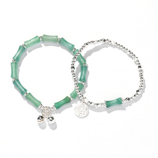 Luxurious Green Aventurine Crystal Bracelets with Sterling Silver