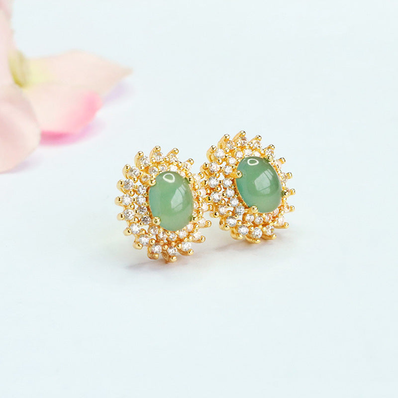 Blue-Water Jadeite Starlight Stud Earrings