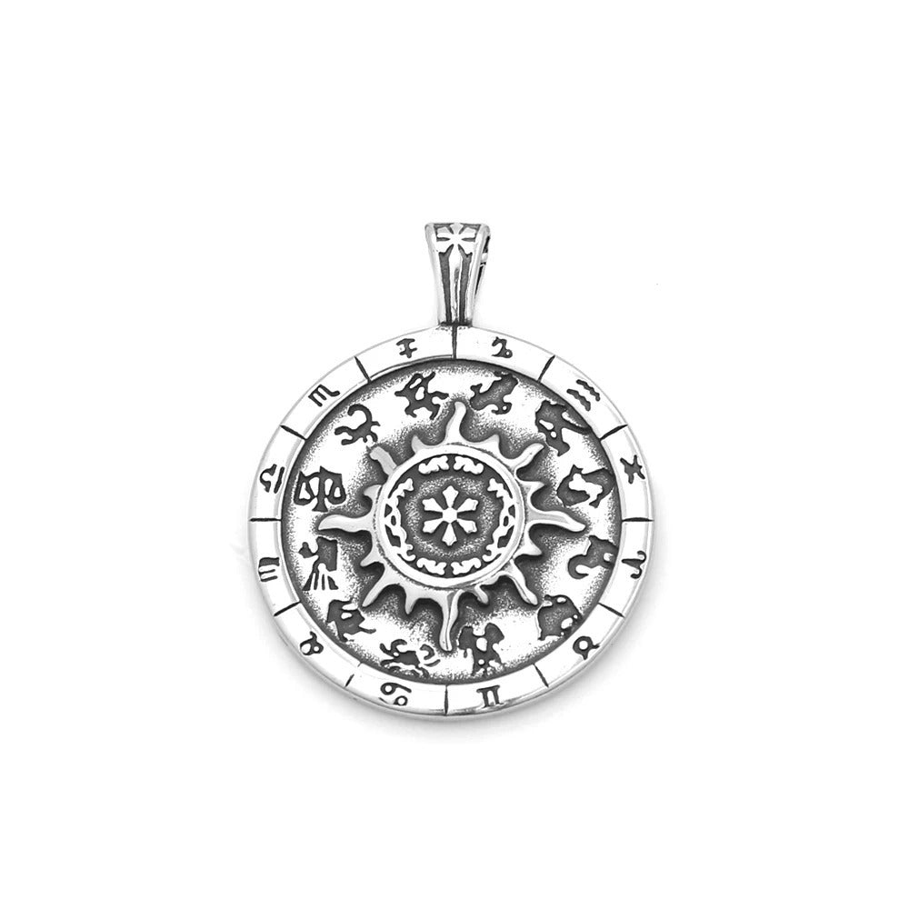 Sun Twelve Stainless Steel Pendant Necklace
