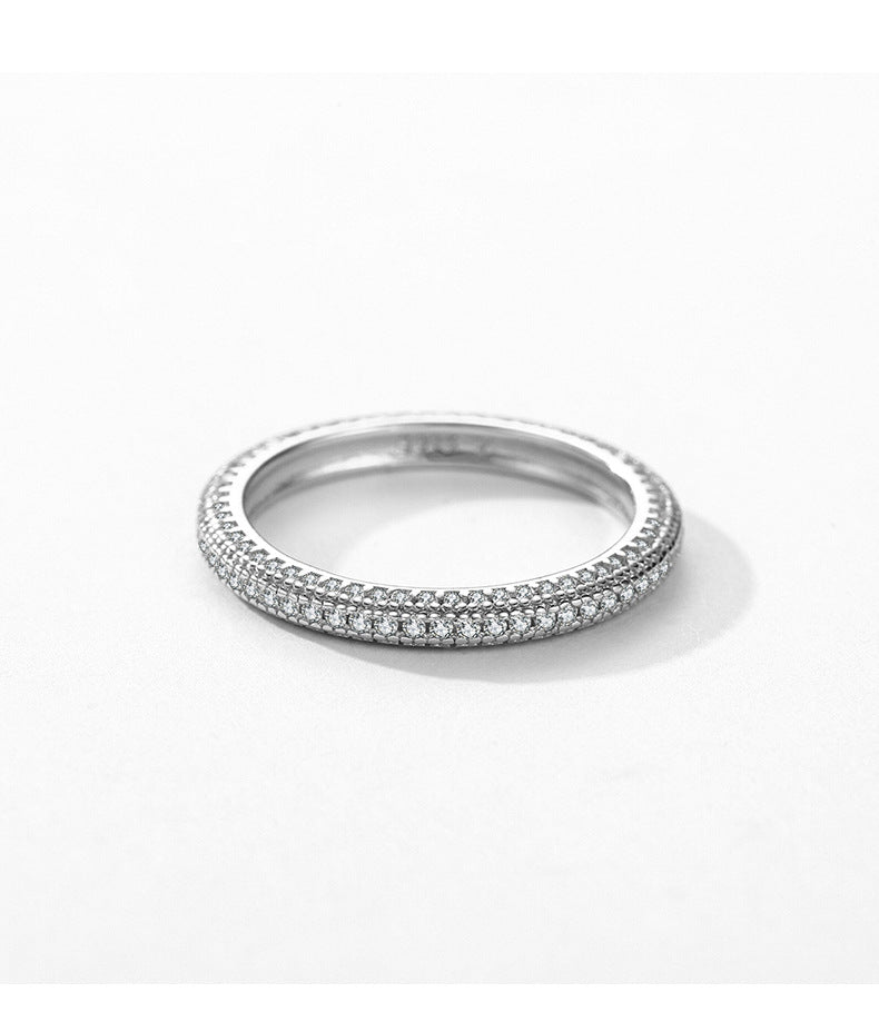 Sterling Silver Zircon Ring with Unique Design