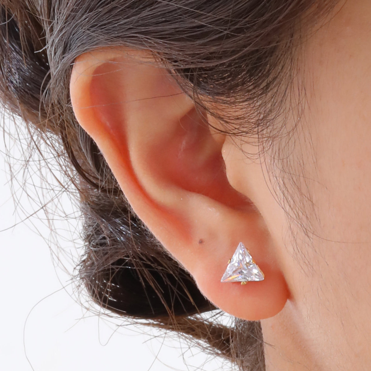 Triangle Crystal Stud Earrings — Gold or Black Pair