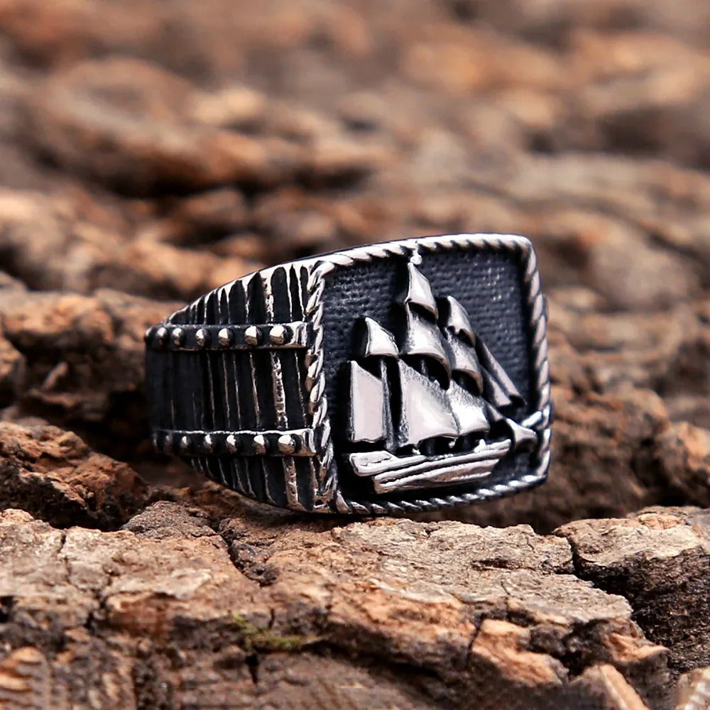 Viking Sailing Stainless Steel Men's Ring