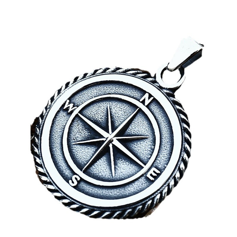 European and American Vintage Compass Titanium Steel Anchor Pendant for Men - Wholesale Jewelry