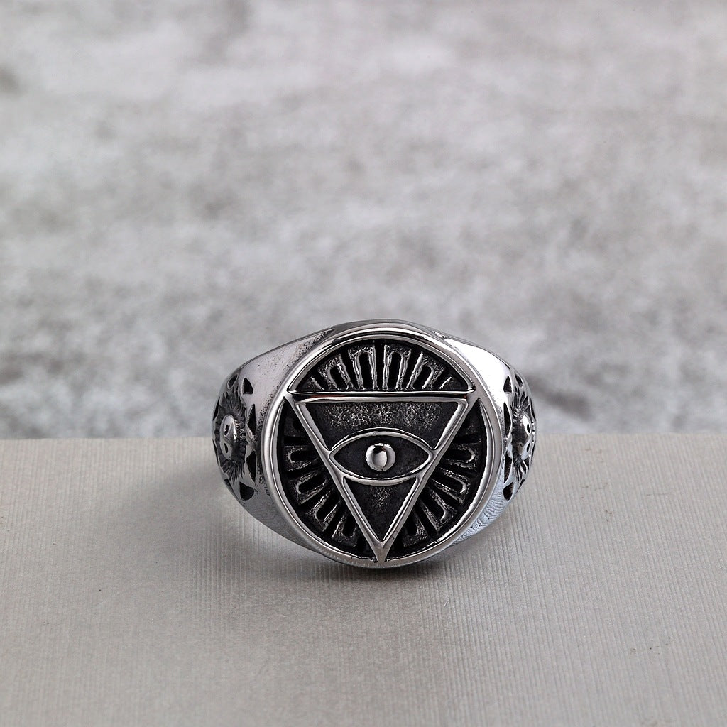 Vintage Eye of Horus Egyptian Stainless Steel Ring
