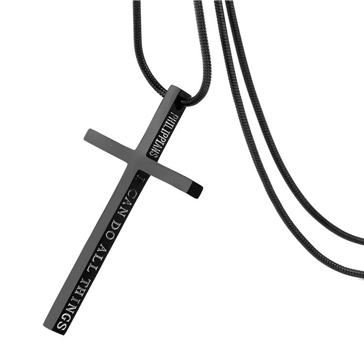 Planderful Stainless Steel Cross Necklace For Men With Textured Snake Chain Durable Everyday Gift