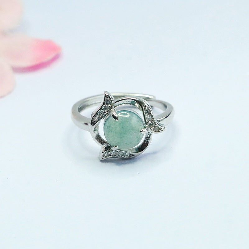Blue Water Jadeite Vine Ring