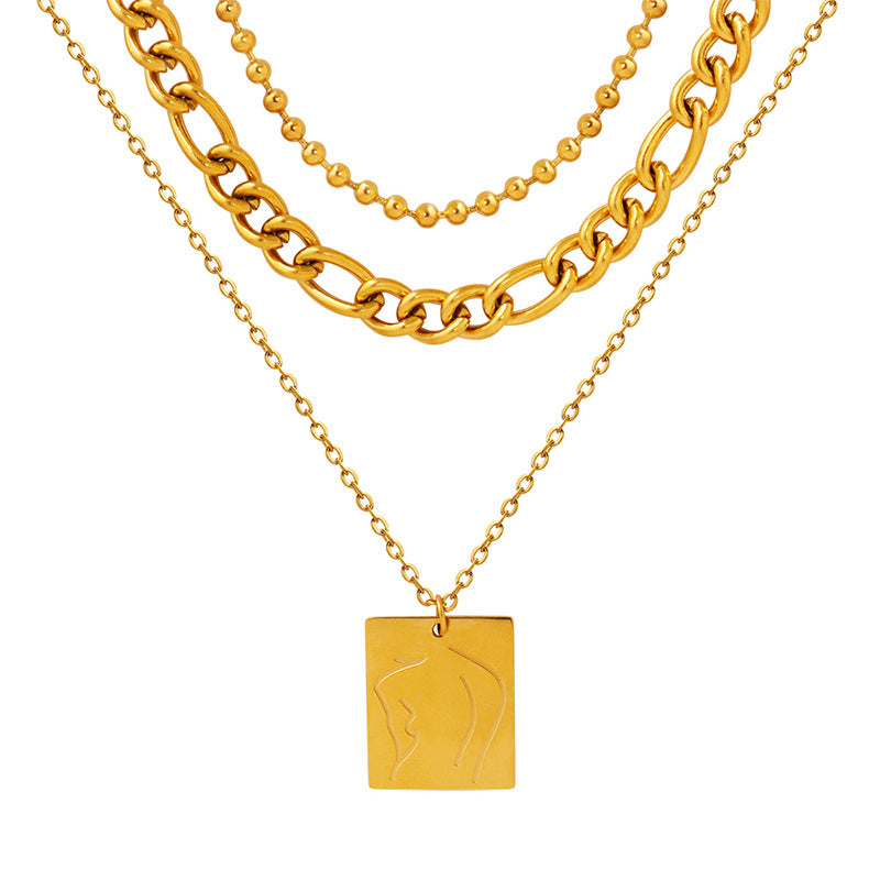 Elegant Abstract Geometry Layered Necklace for Women