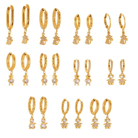 Planderful 18K Gold Plated Zircon Animal Earrings Women