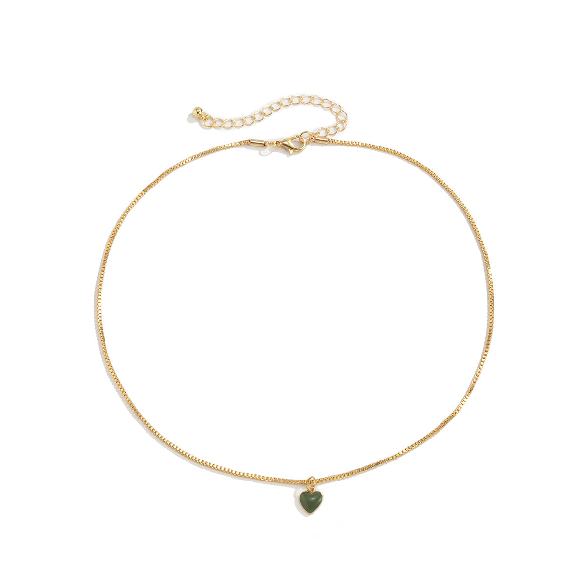 Planderful Vienna Verve Dripping Oil Peach Heart Necklace for Women Macaron Color Box Chain Statement Jewelry