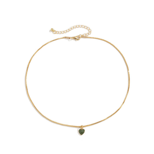 Planderful Vienna Verve Dripping Oil Peach Heart Necklace for Women Macaron Color Box Chain Statement Jewelry
