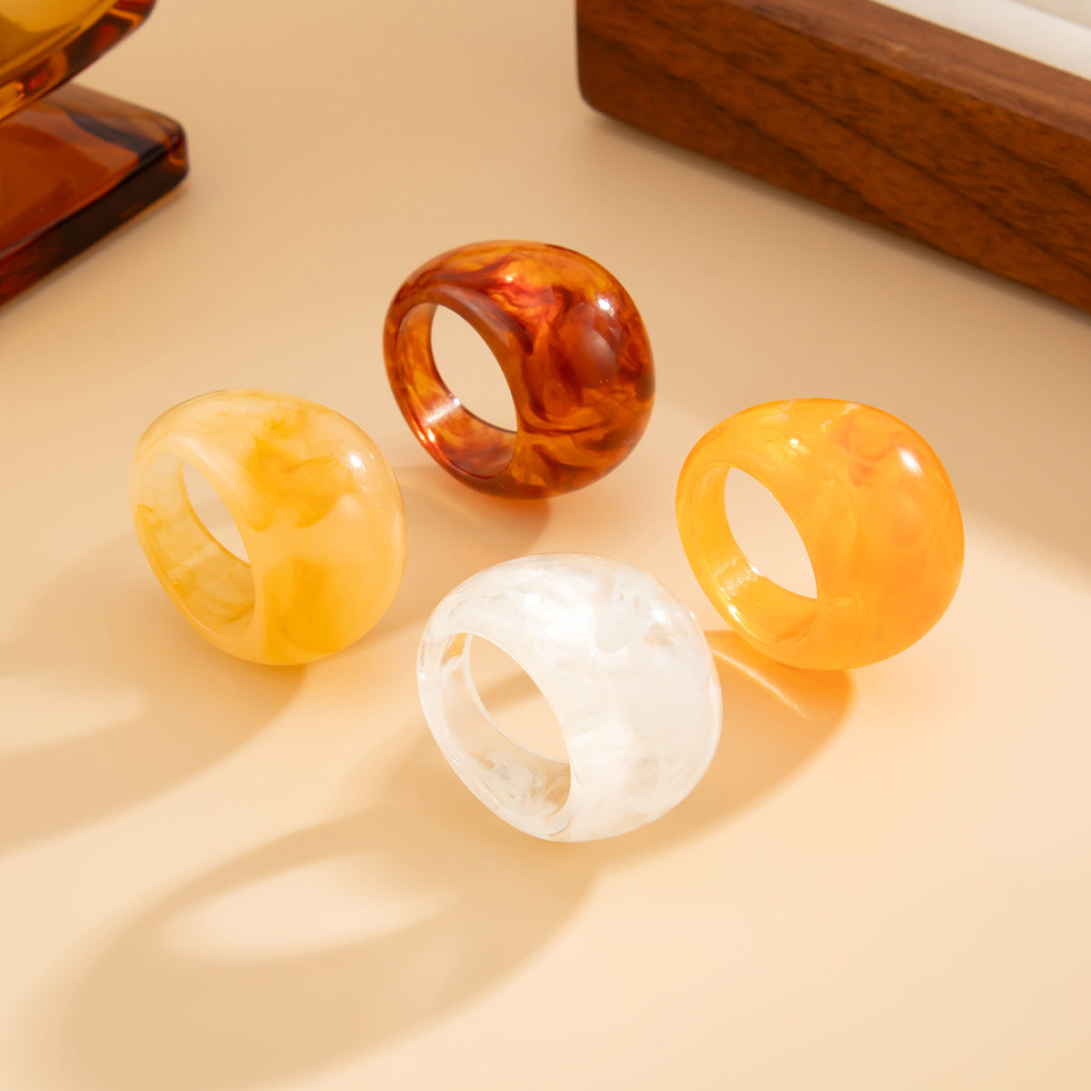 Planderful Vienna Verve Statement Ring Bread Shaped Wide Ring Maillard Color Hand Jewelry For Bold Fashion Lovers